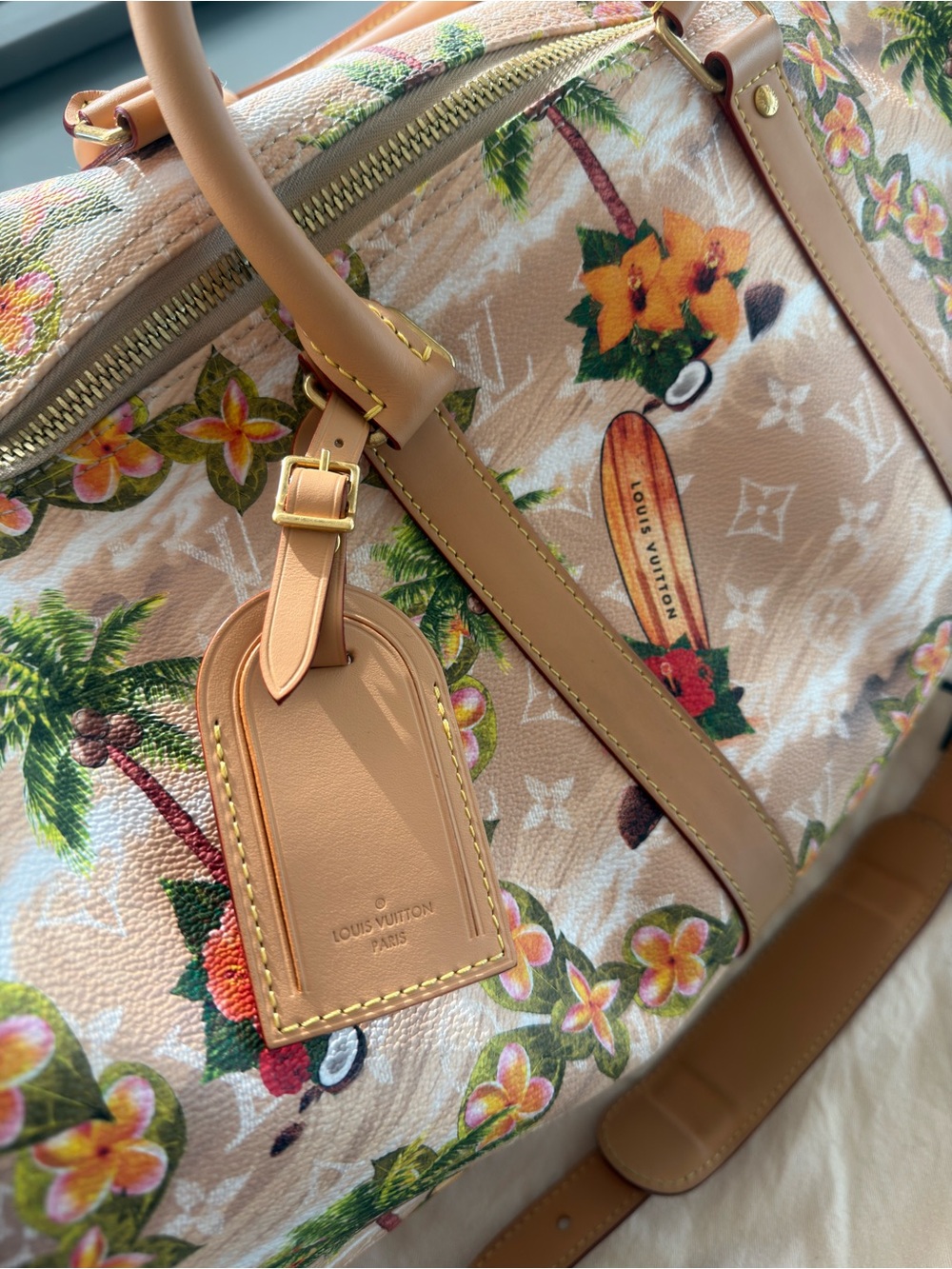 Louis Vuitton Beige Tropical Surf Keepall. Pharrell Williams collab - Picture 4 of 10